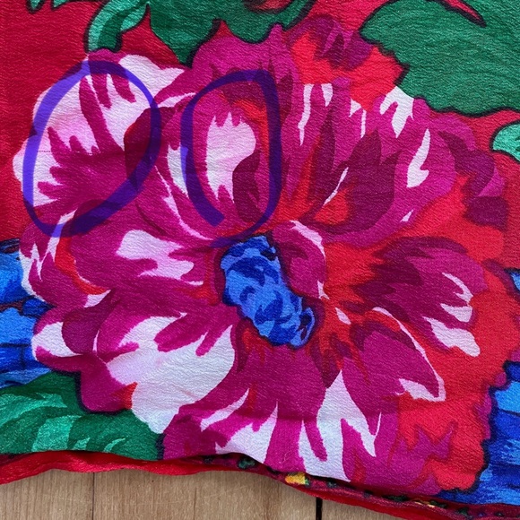 Vintage Liz Claiborne Multicolor Floral Silk Scarf - Picture 9 of 11